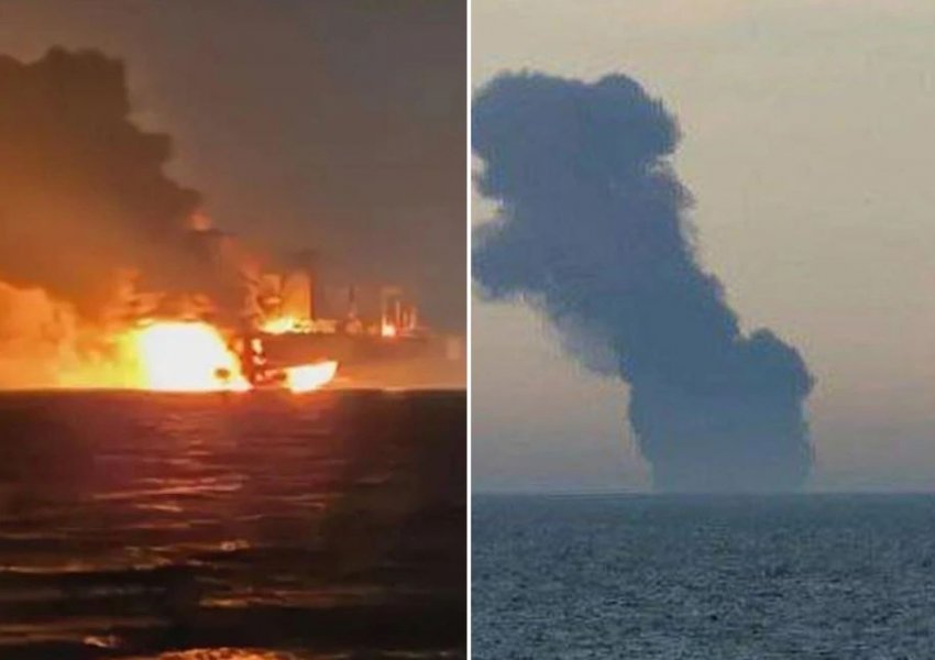 VIDEO/ Hedhja në erë e dy anijeve cisternë të naftës ruse, u sulmuan nga dronët 'Sea Baby' të Ukrainës! 