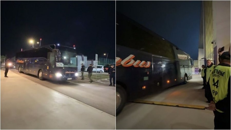 FOTOLAJM/ Kombëtarja mbërrin në stadiumin e Leskovacit