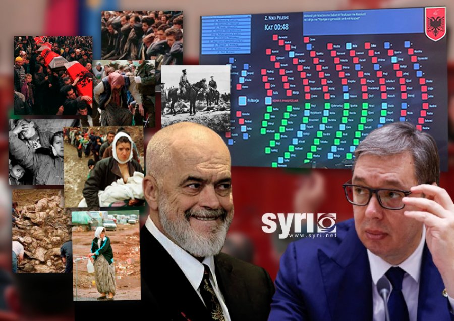 Hipokrizia e Ramës: Bën patriotin me propagandë dhe me kartona në Parlament voton kundër rezolutës për gjenocidin serb në Kosovë