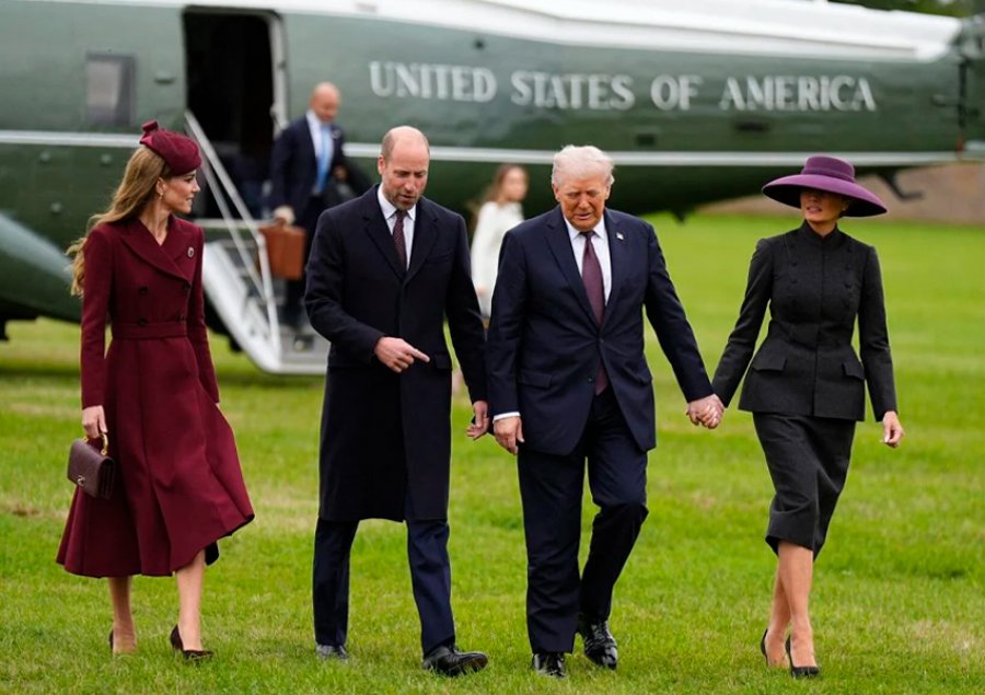 Trump dhe Melania dorë për dore në Kështjellën Windsor, William dhe Kate i presin me nderime