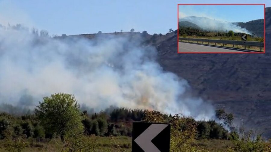 Raportohet vatër zjarri në Sarandë, flakët po përhapen me shpejtësi për shkak të erës