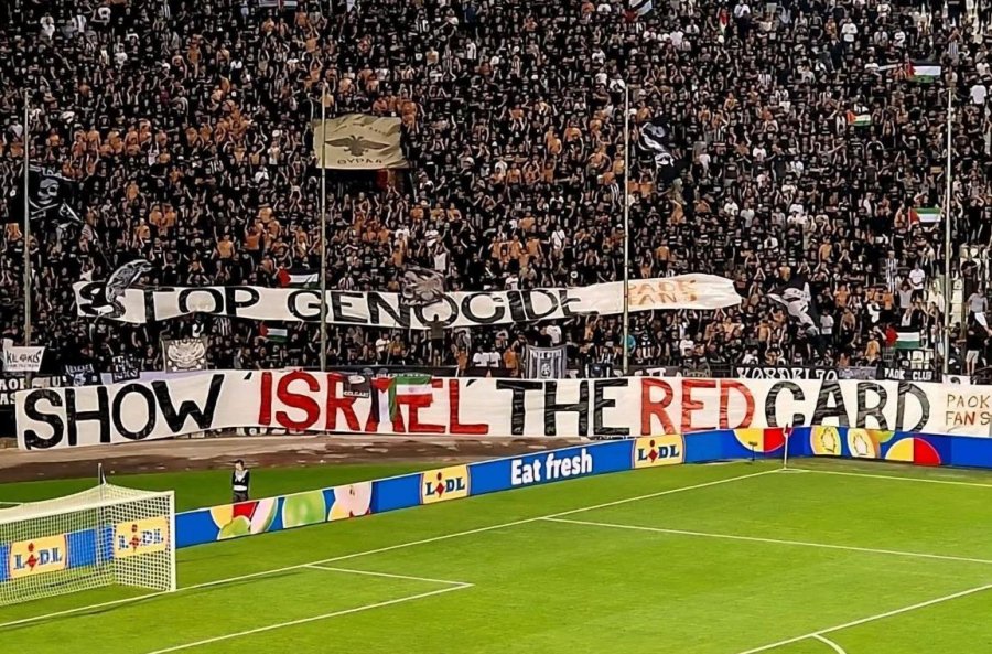 ‘Karton i kuq për Izraelin’, tifozët e PAOK-ut kundërshtojnë klubin e tyre