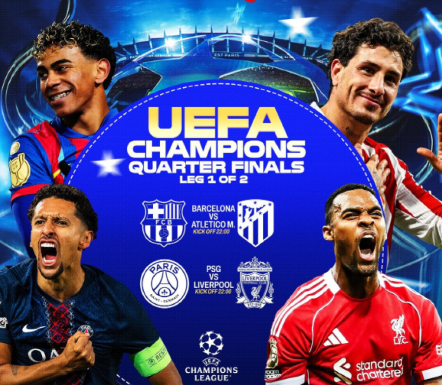 Tjetër mbrëmje ‘zjarri’ në Champions: PSG–Liverpool dhe ‘derbi’ spanjoll Barcelona–Atletico ndezin çerekfinalet