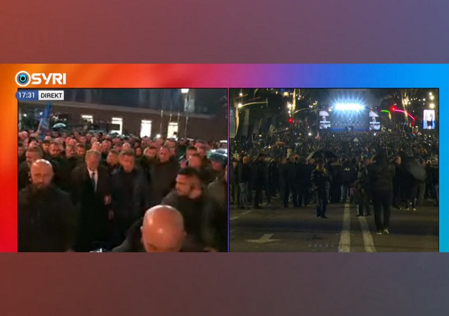 I shoqëruar nga protestuesit... Lideri i opozitës niset nga selia blu drejt Kryeministrisë