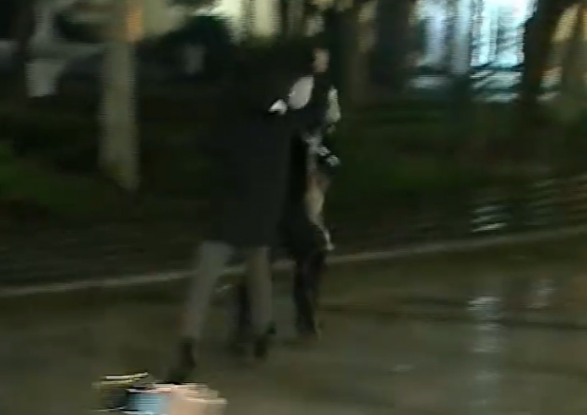Pamje epike/ Protestuesi dëbon me çadër policin e armatosur gjer në grykë