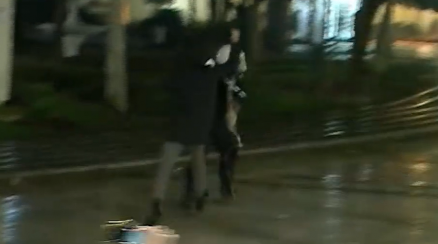 Pamje epike/ Protestuesi dëbon me çadër policin e armatosur gjer në grykë