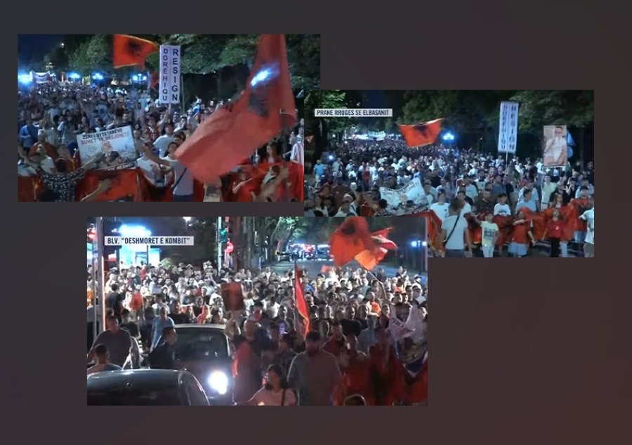 Protesta e 37-të qytetare/ Protestuesit nisin marshimin në rrugët e Tiranës: Rama jepe dorëheqjen