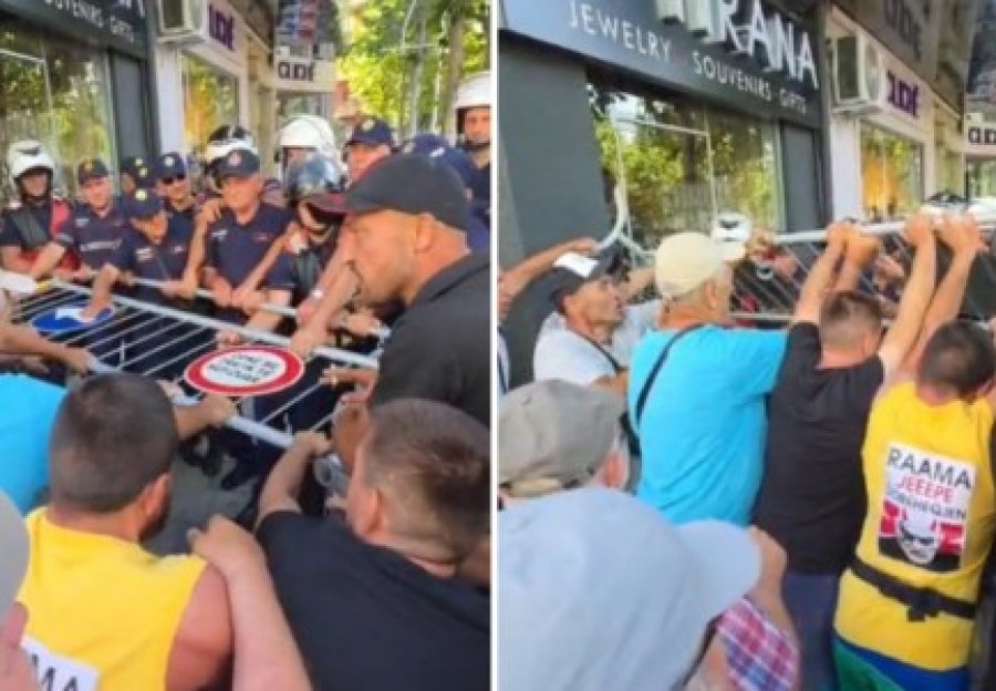 Rrethimi policor/ Përplasje te kuvendi, protestuesit heqin një prej gardheve metalikë para Kuvendin