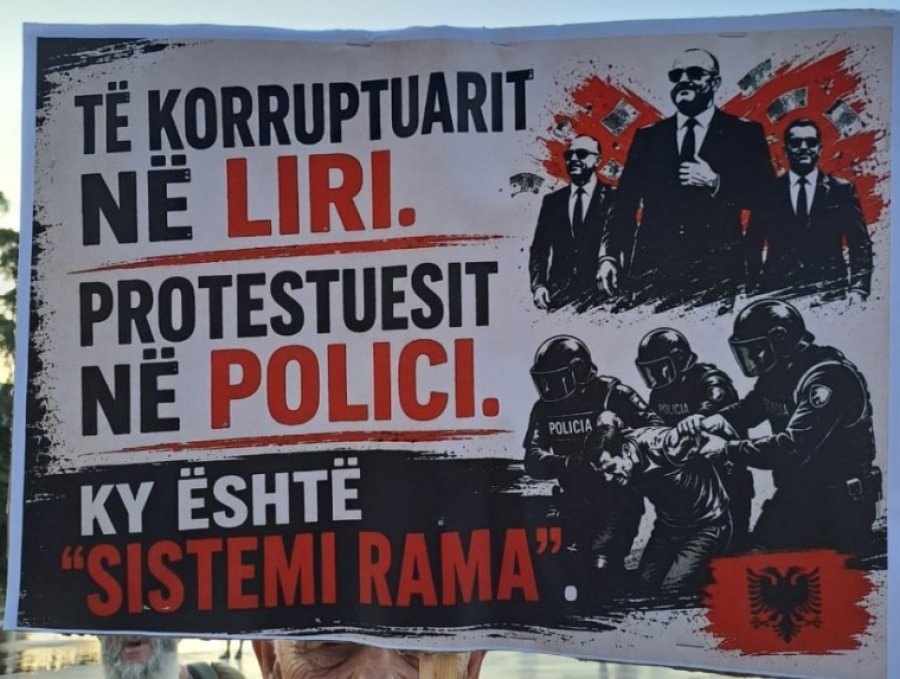 Të korruptuarit në liri! Protestuesit në polici. Ky është ‘sistemi Rama'! Pankartat pikante të protestës në ditën e 58-të