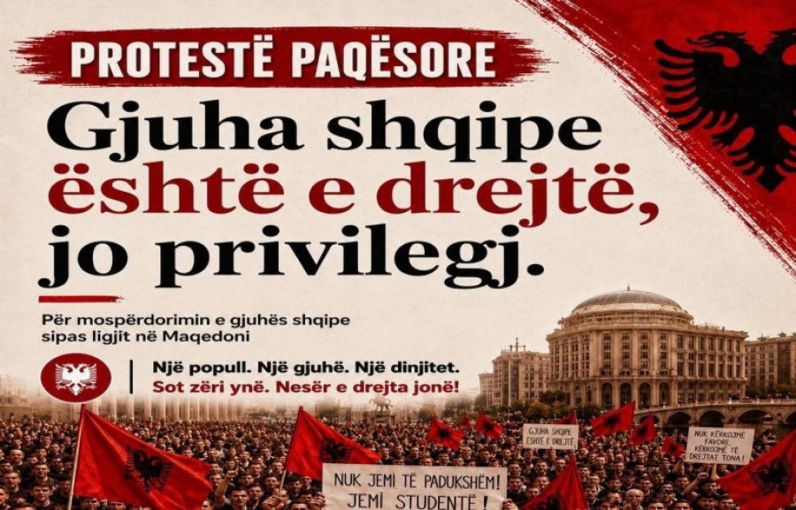 Protestë për Gjuhën Shqipe para Ambasadës së Maqedonisë së Veriut