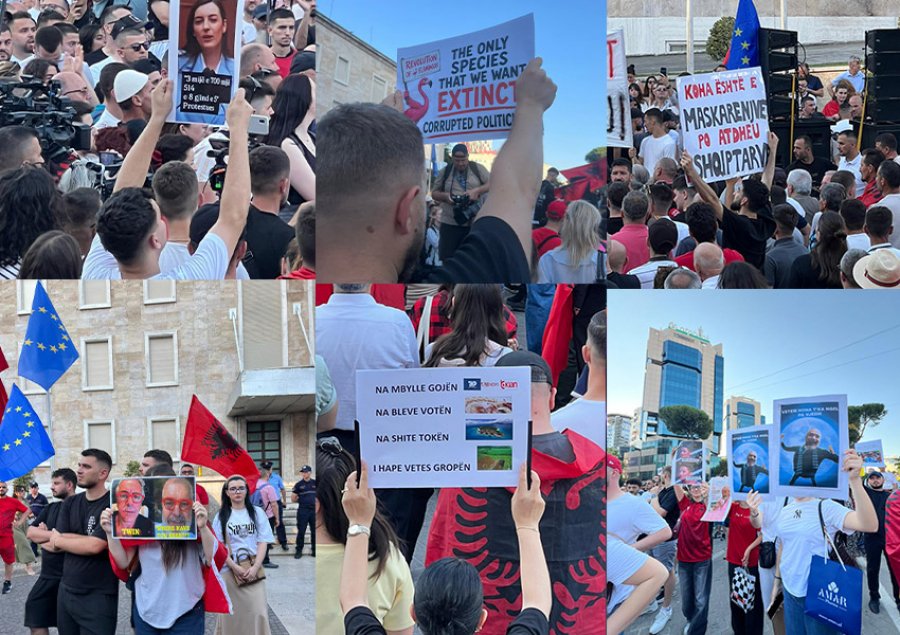 '3 mijë e 700 mijë e 514 mijë'/ Pankartat pikante nga protesta e 10-të përpara Kryeministrisë