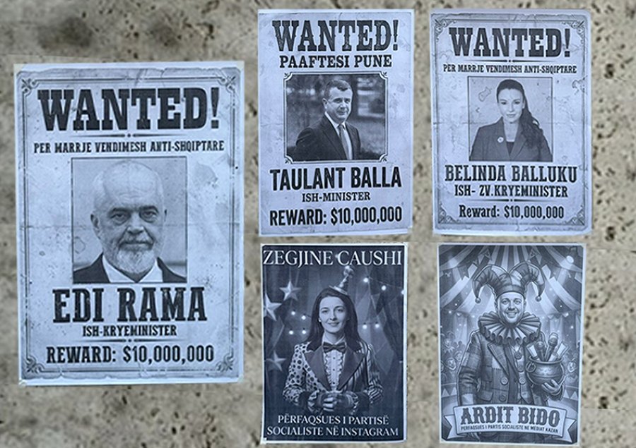 FOTO/ Shpallen 'në kërkim' Rama, Balluku dhe Balla 'për vendime anti-shqiptare'
