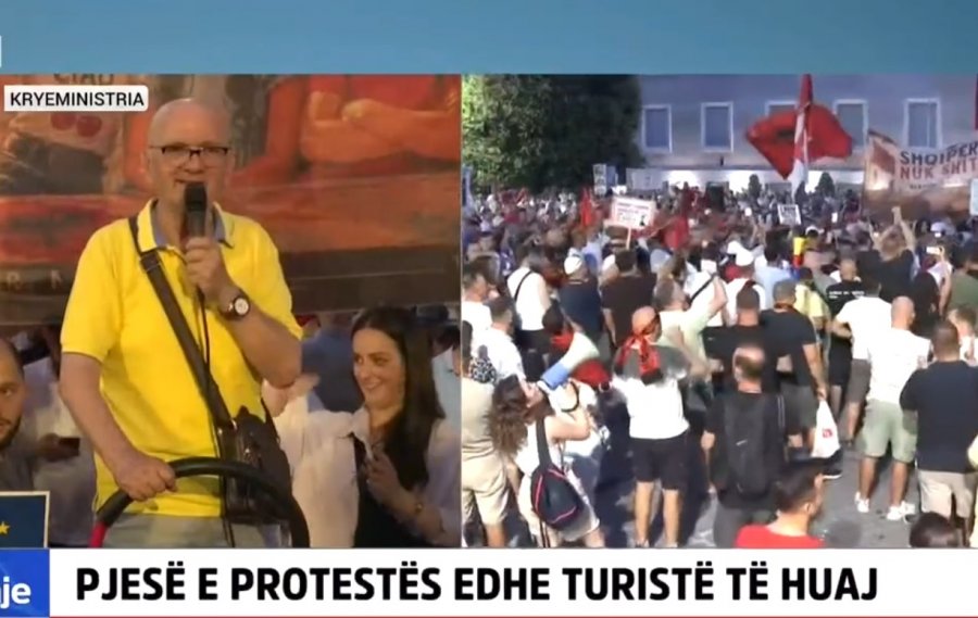 VIDEO  Aktori Medi Malkaj në protestë  Emri i Ramës na ndot gjuhën shqipe  maskarai të shkojë në burg